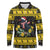 Flintshire Wales Christmas Long Sleeve Polo Shirt Welsh Red-billed Chough with Daffodil - Wonder Print Shop