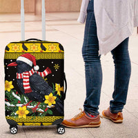Flintshire Wales Christmas Luggage Cover Welsh Red-billed Chough with Daffodil - Wonder Print Shop