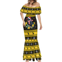 Flintshire Wales Christmas Mermaid Dress Welsh Red-billed Chough with Daffodil - Wonder Print Shop