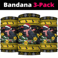 Flintshire Wales Christmas Neck Gaiter Welsh Red-billed Chough with Daffodil - Wonder Print Shop