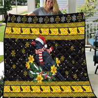 Flintshire Wales Christmas Quilt Welsh Red-billed Chough with Daffodil - Wonder Print Shop