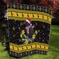 Flintshire Wales Christmas Quilt Welsh Red-billed Chough with Daffodil - Wonder Print Shop