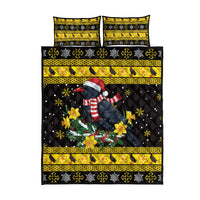 Flintshire Wales Christmas Quilt Bed Set Welsh Red-billed Chough with Daffodil - Wonder Print Shop