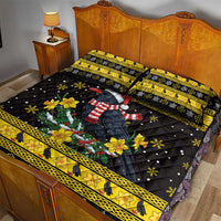 Flintshire Wales Christmas Quilt Bed Set Welsh Red-billed Chough with Daffodil - Wonder Print Shop