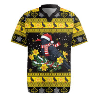 Flintshire Wales Christmas Rugby Jersey Welsh Red-billed Chough with Daffodil - Wonder Print Shop