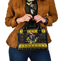 Flintshire Wales Christmas Shoulder Handbag Welsh Red-billed Chough with Daffodil - Wonder Print Shop
