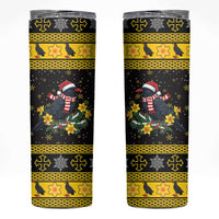 Flintshire Wales Christmas Skinny Tumbler Welsh Red-billed Chough with Daffodil - Wonder Print Shop