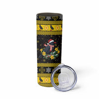 Flintshire Wales Christmas Skinny Tumbler Welsh Red-billed Chough with Daffodil - Wonder Print Shop