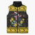 Flintshire Wales Christmas Sleeveless Puffer Jacket Welsh Red-billed Chough with Daffodil - Wonder Print Shop