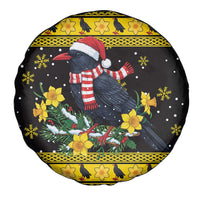 Flintshire Wales Christmas Spare Tire Cover Welsh Red-billed Chough with Daffodil - Wonder Print Shop
