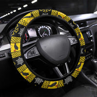 Flintshire Wales Christmas Steering Wheel Cover Welsh Red-billed Chough with Daffodil - Wonder Print Shop
