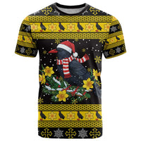 Flintshire Wales Christmas T Shirt Welsh Red-billed Chough with Daffodil - Wonder Print Shop
