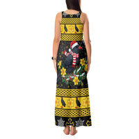 Flintshire Wales Christmas Tank Maxi Dress Welsh Red-billed Chough with Daffodil - Wonder Print Shop