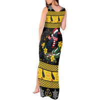 Flintshire Wales Christmas Tank Maxi Dress Welsh Red-billed Chough with Daffodil - Wonder Print Shop
