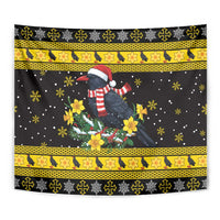 Flintshire Wales Christmas Tapestry Welsh Red-billed Chough with Daffodil - Wonder Print Shop