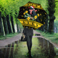 Flintshire Wales Christmas Umbrella Welsh Red-billed Chough with Daffodil - Wonder Print Shop