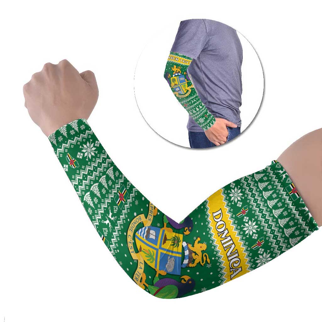 Personalized Dominica Christmas Arm Sleeves Coat of Arms Style - Wonder Print Shop