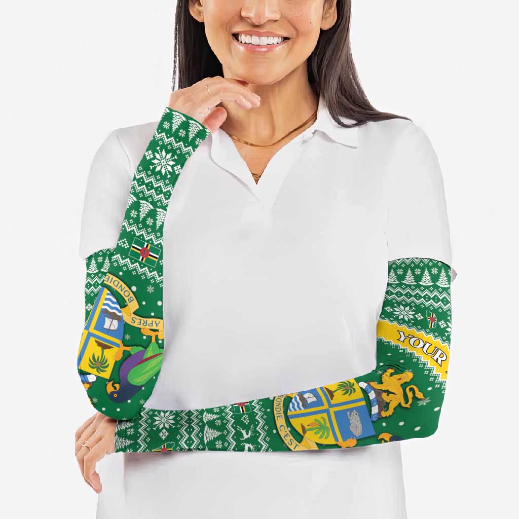 Personalized Dominica Christmas Arm Sleeves Coat of Arms Style - Wonder Print Shop