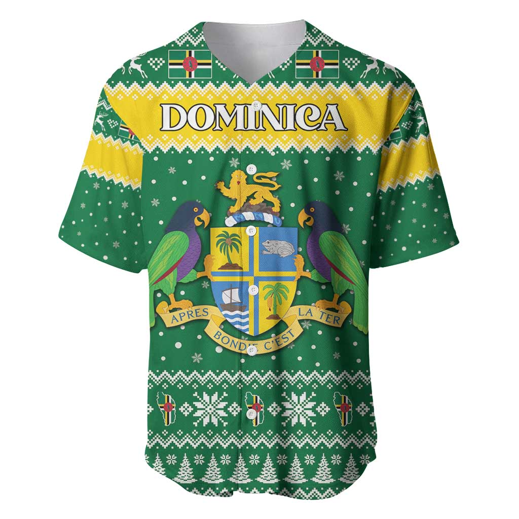 Personalized Dominica Christmas Baseball Jersey Coat of Arms Style - Wonder Print Shop