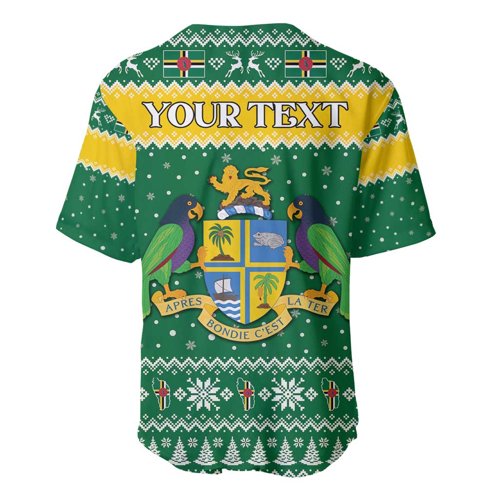 Personalized Dominica Christmas Baseball Jersey Coat of Arms Style - Wonder Print Shop