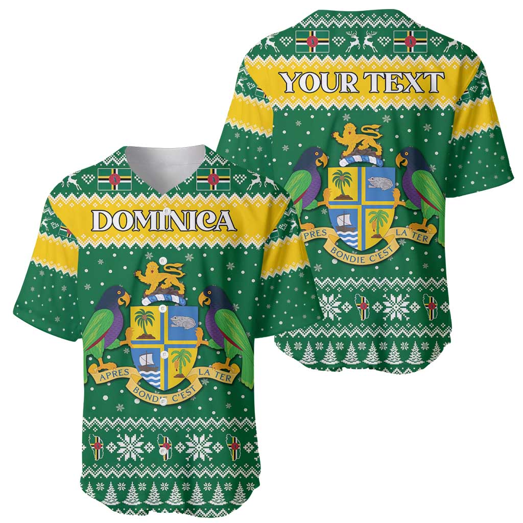 Personalized Dominica Christmas Baseball Jersey Coat of Arms Style - Wonder Print Shop