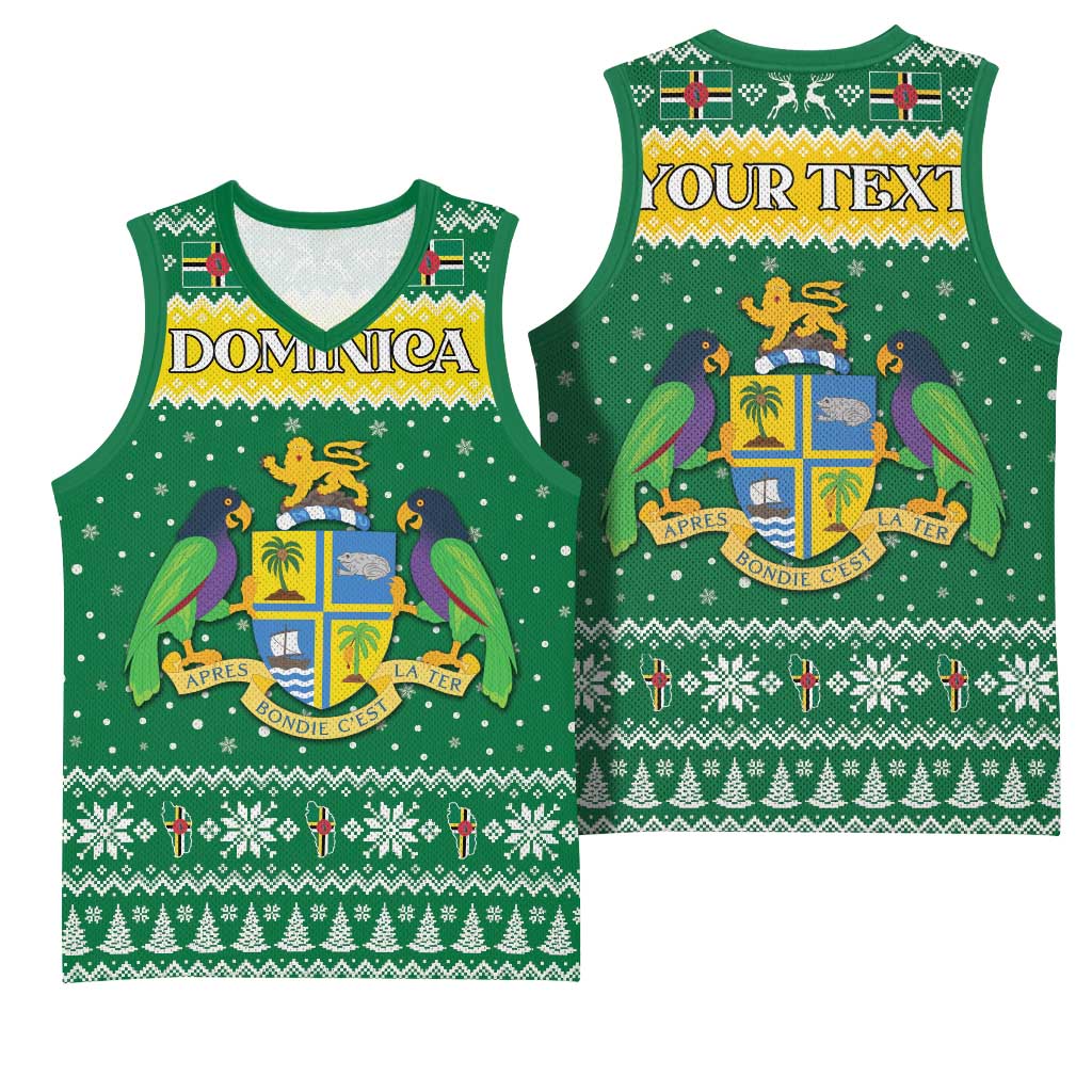 Personalized Dominica Christmas Basketball Jersey Coat of Arms Style - Wonder Print Shop