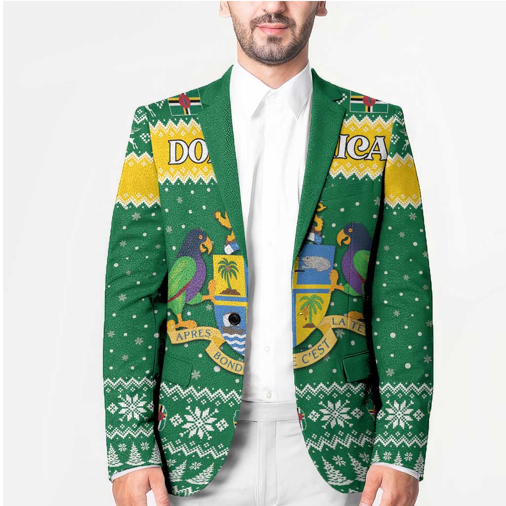Personalized Dominica Christmas Blazer Coat of Arms Style - Wonder Print Shop