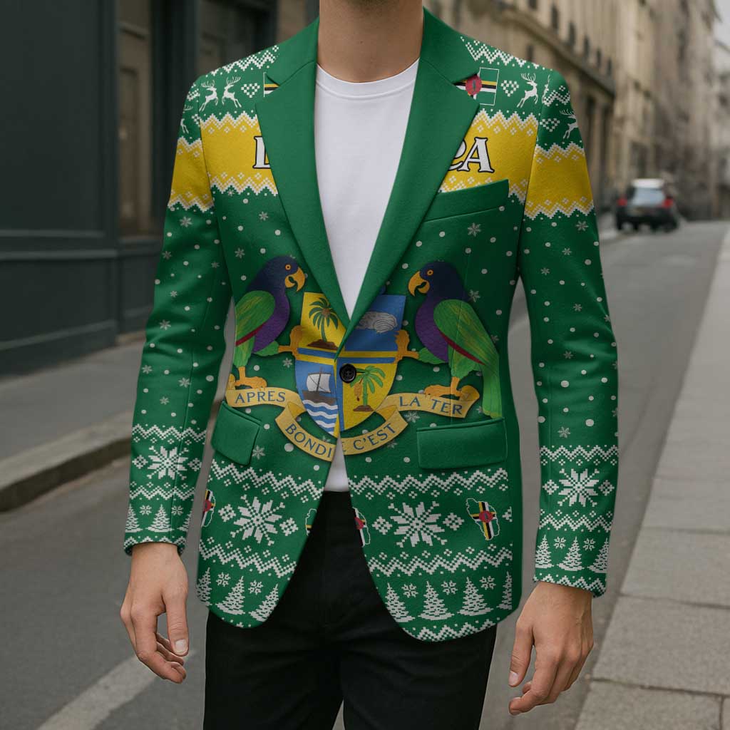 Personalized Dominica Christmas Blazer Coat of Arms Style - Wonder Print Shop