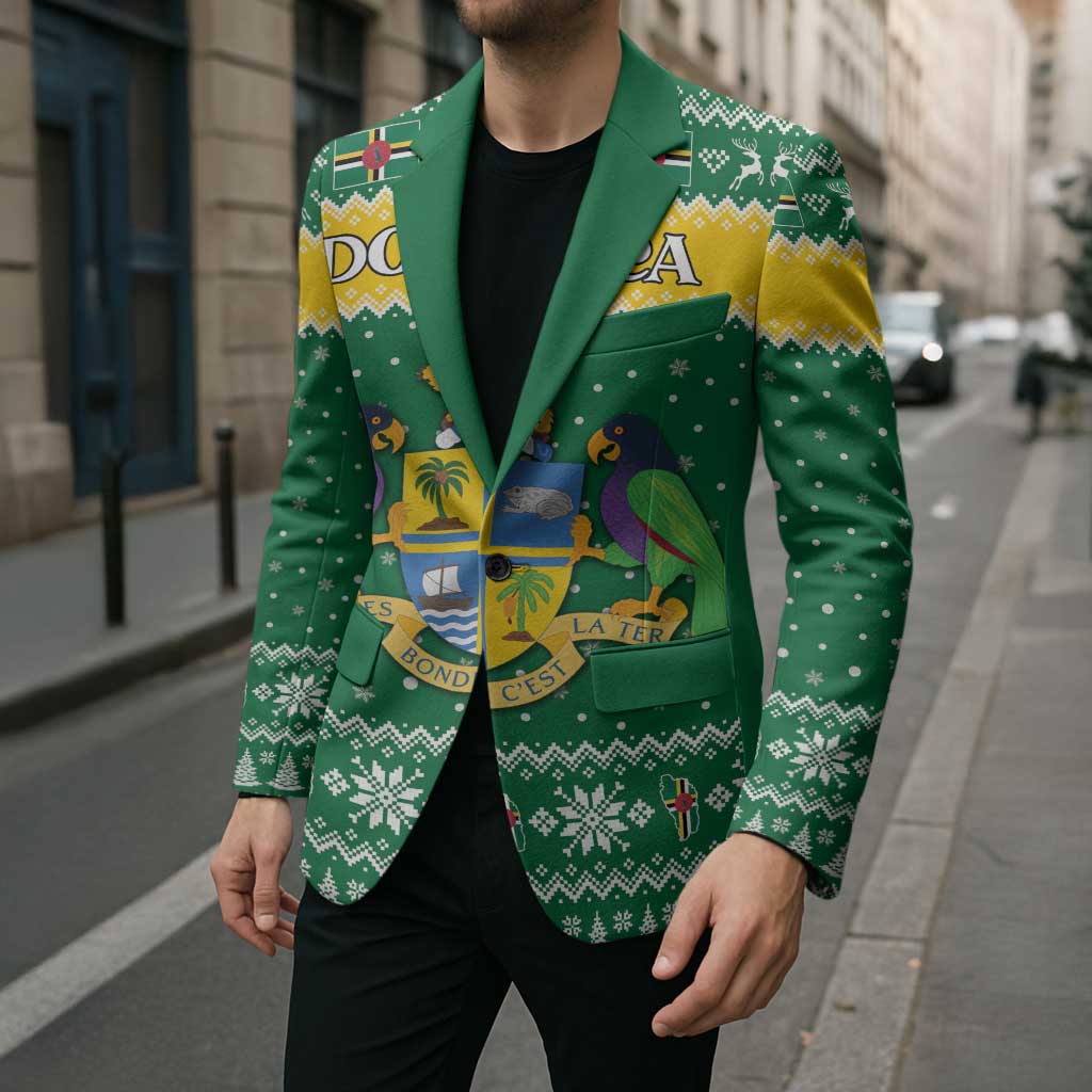 Personalized Dominica Christmas Blazer Coat of Arms Style - Wonder Print Shop