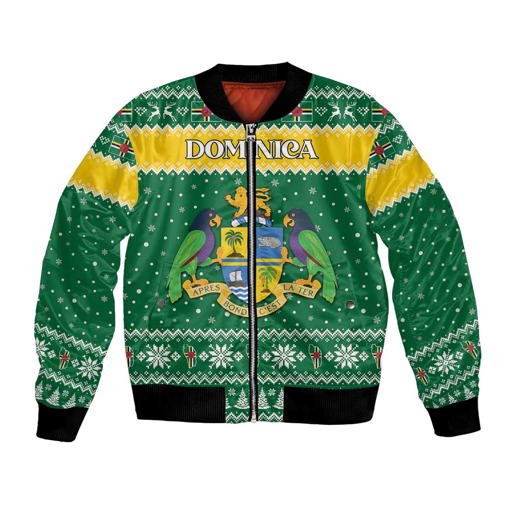 Personalized Dominica Christmas Bomber Jacket Coat of Arms Style - Wonder Print Shop