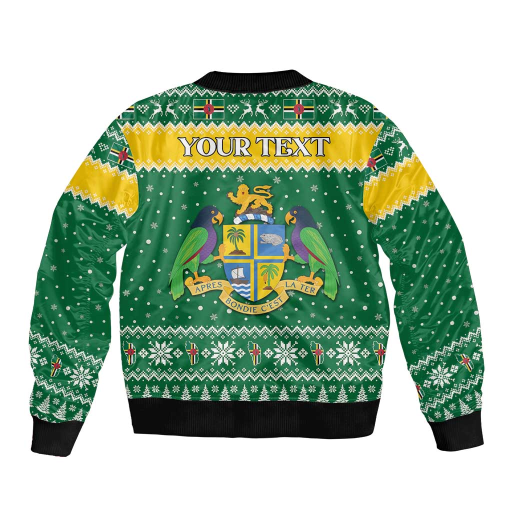 Personalized Dominica Christmas Bomber Jacket Coat of Arms Style - Wonder Print Shop