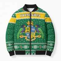 Personalized Dominica Christmas Bomber Puffer Jacket Coat of Arms Style - Wonder Print Shop