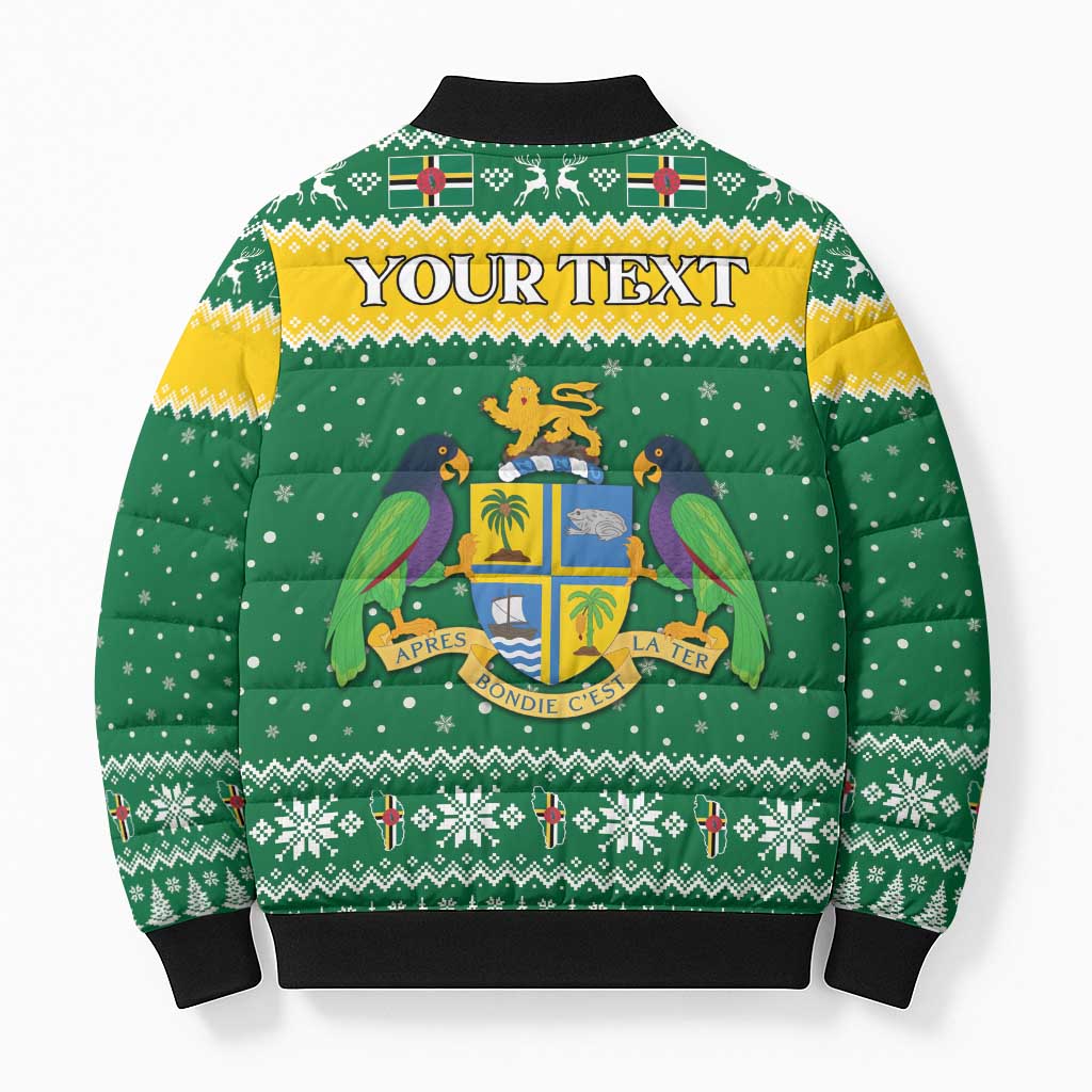 Personalized Dominica Christmas Bomber Puffer Jacket Coat of Arms Style - Wonder Print Shop