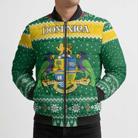 Personalized Dominica Christmas Bomber Puffer Jacket Coat of Arms Style - Wonder Print Shop