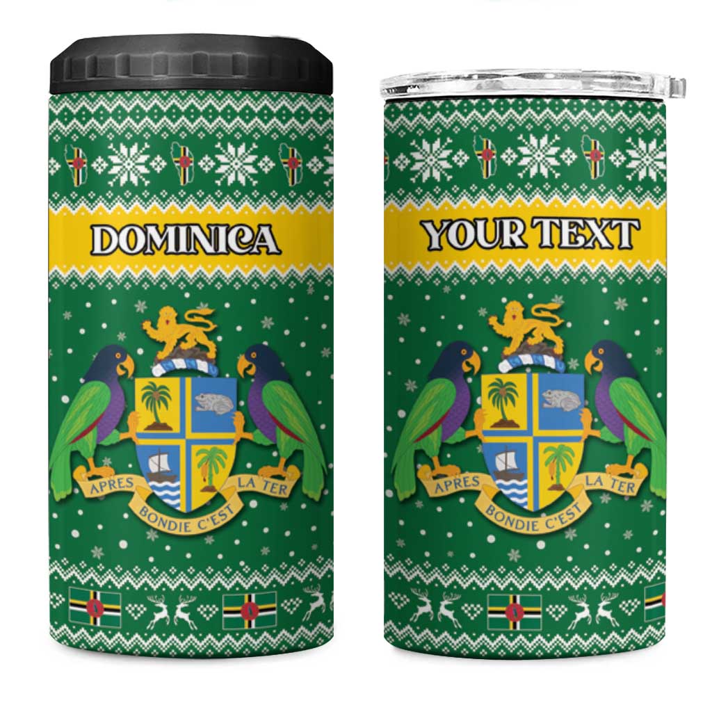 Personalized Dominica Christmas 4 in 1 Can Cooler Tumbler Coat of Arms Style - Wonder Print Shop