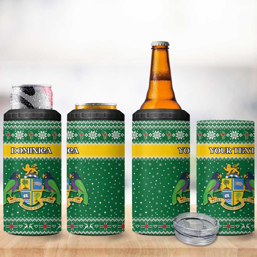 Personalized Dominica Christmas 4 in 1 Can Cooler Tumbler Coat of Arms Style - Wonder Print Shop