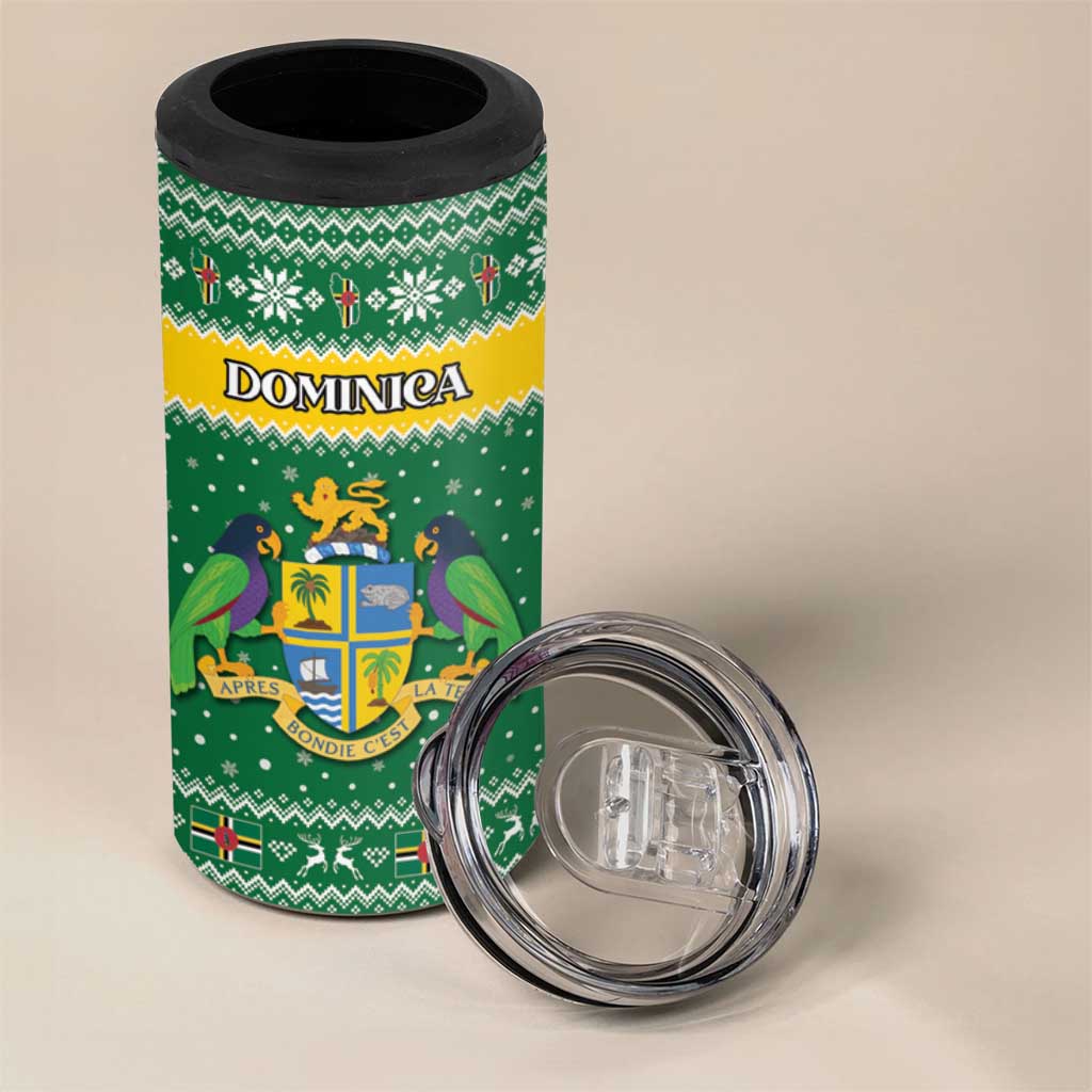 Personalized Dominica Christmas 4 in 1 Can Cooler Tumbler Coat of Arms Style - Wonder Print Shop