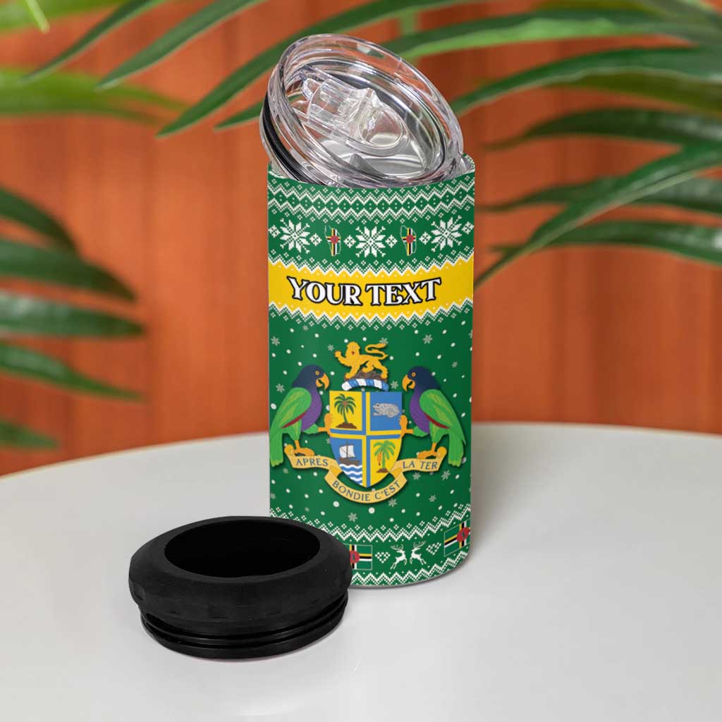 Personalized Dominica Christmas 4 in 1 Can Cooler Tumbler Coat of Arms Style - Wonder Print Shop