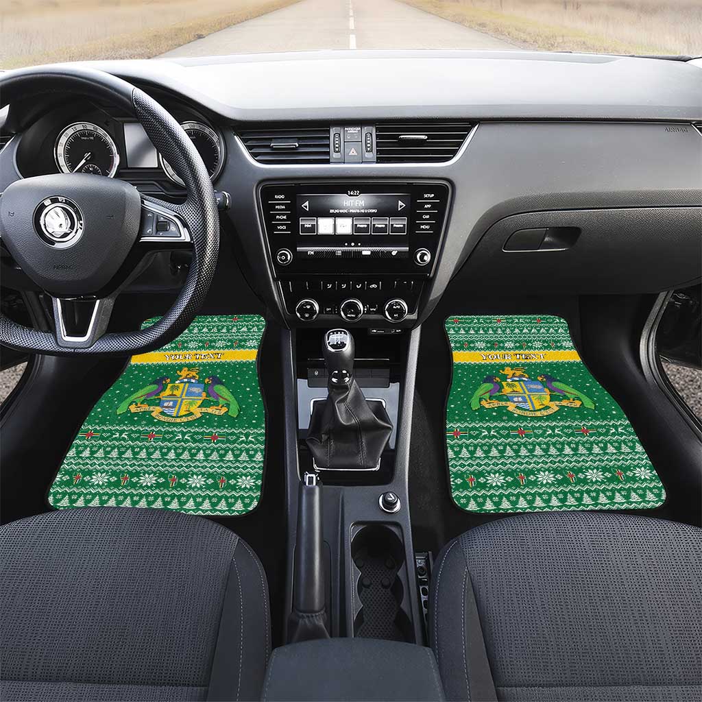 Personalized Dominica Christmas Car Mats Coat of Arms Style - Wonder Print Shop