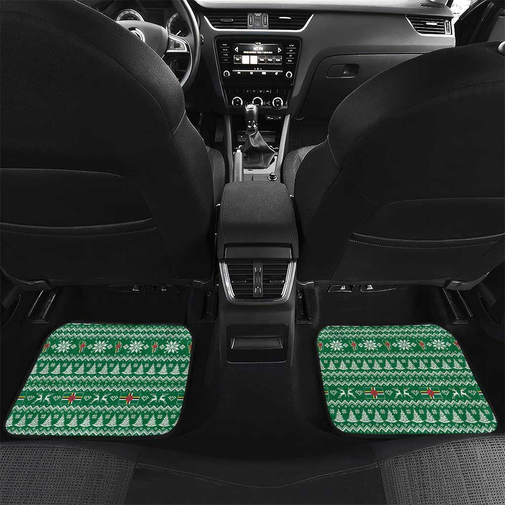 Personalized Dominica Christmas Car Mats Coat of Arms Style - Wonder Print Shop