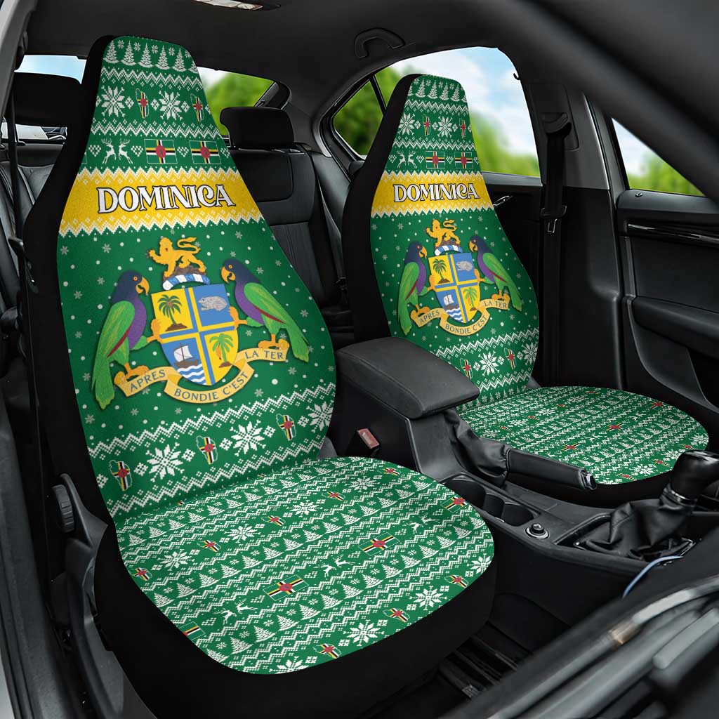 Dominica Christmas Car Seat Cover Coat of Arms Style - Wonder Print Shop