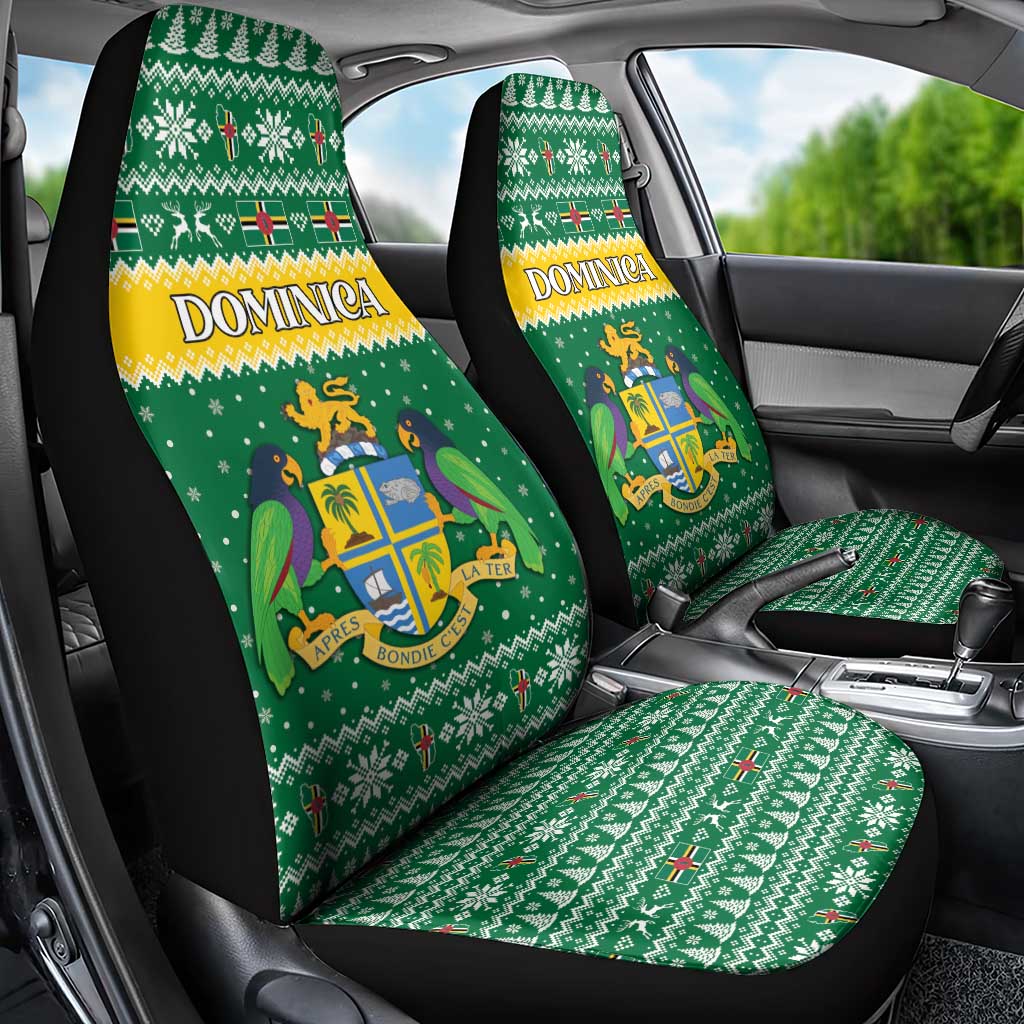 Dominica Christmas Car Seat Cover Coat of Arms Style - Wonder Print Shop