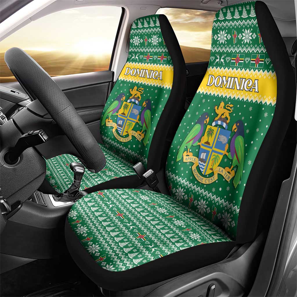 Dominica Christmas Car Seat Cover Coat of Arms Style - Wonder Print Shop