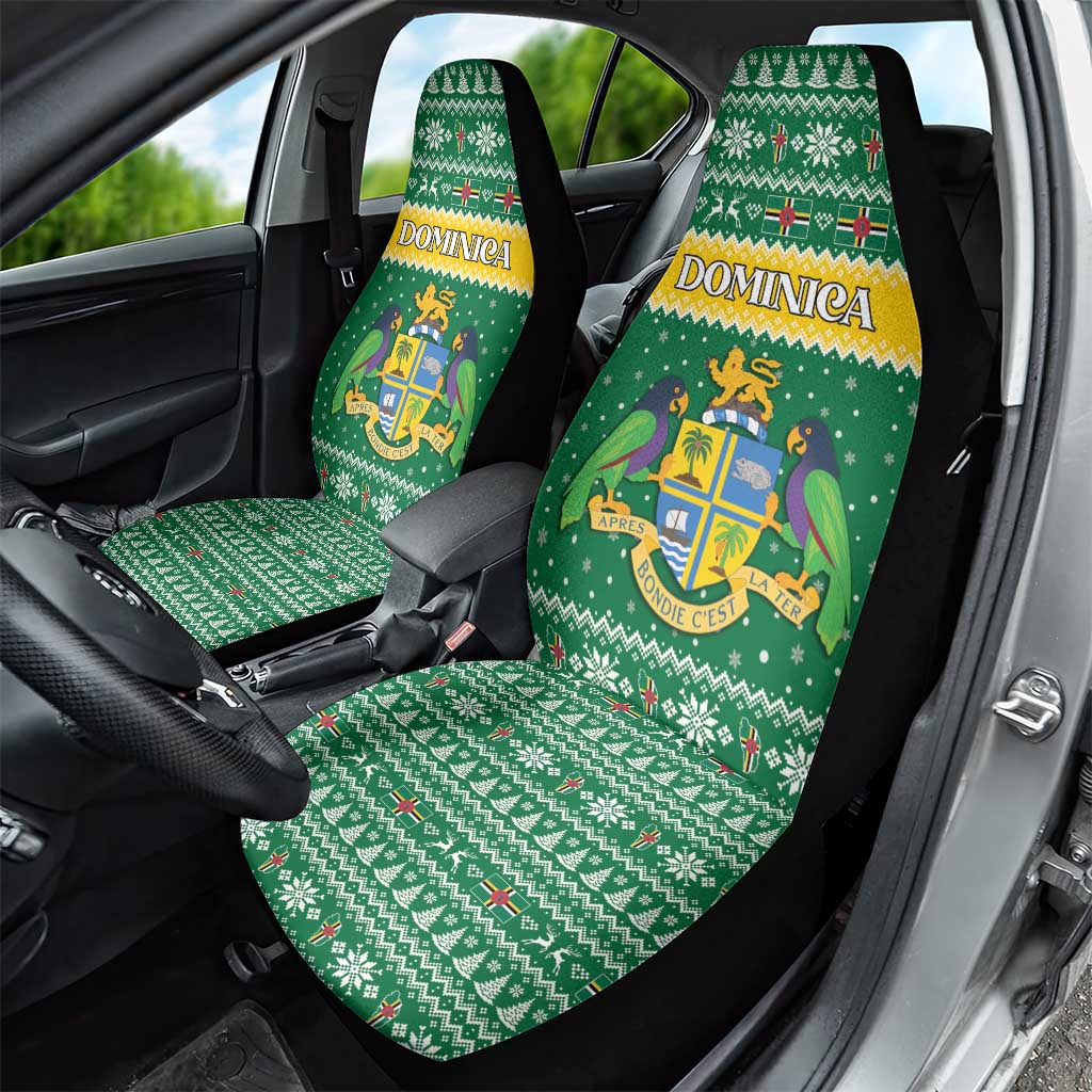Dominica Christmas Car Seat Cover Coat of Arms Style - Wonder Print Shop