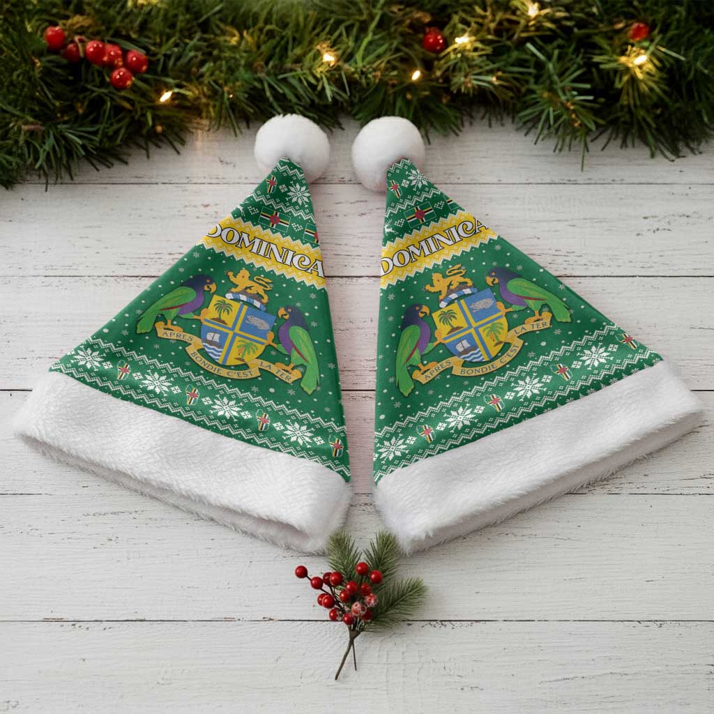 Dominica Christmas Santa Hat Coat of Arms Style - Wonder Print Shop