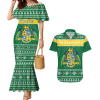 Personalized Dominica Christmas Couples Matching Mermaid Dress and Hawaiian Shirt Coat of Arms Style - Wonder Print Shop