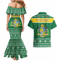 Personalized Dominica Christmas Couples Matching Mermaid Dress and Hawaiian Shirt Coat of Arms Style - Wonder Print Shop