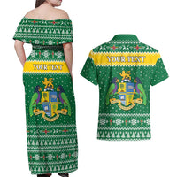 Personalized Dominica Christmas Couples Matching Off Shoulder Maxi Dress and Hawaiian Shirt Coat of Arms Style - Wonder Print Shop