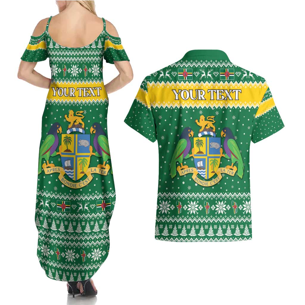 Personalized Dominica Christmas Couples Matching Summer Maxi Dress and Hawaiian Shirt Coat of Arms Style - Wonder Print Shop