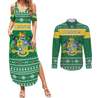 Personalized Dominica Christmas Couples Matching Summer Maxi Dress and Long Sleeve Button Shirt Coat of Arms Style - Wonder Print Shop